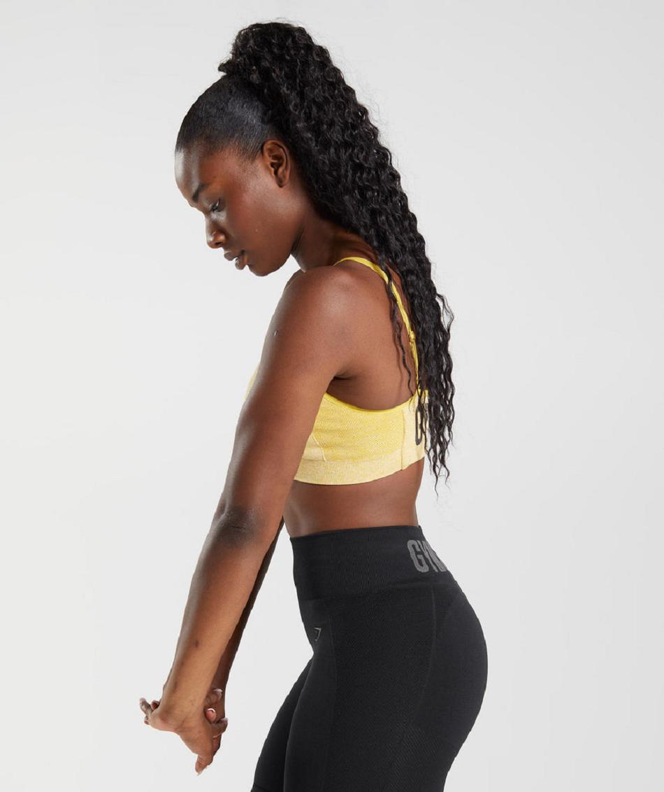 Sujetadores Deportivos Gymshark Flex Tiras Mujer Amarillo Blancas | CO 2163LIS